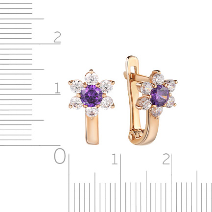 Серьги детские из красного золота с фианитом