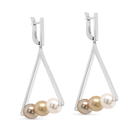 Серьги с английским замком из серебра с жемчугом