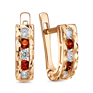 Серьги с английским замком из серебра с фианитами