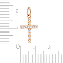 Крест декоративный из красного золота с фианитом