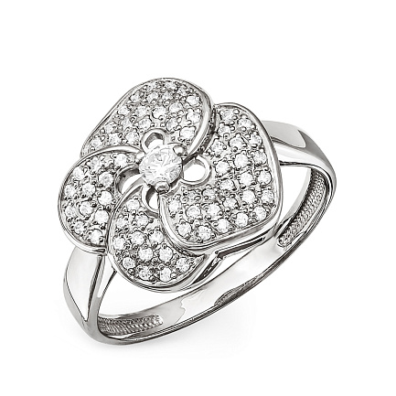 Кольцо из серебра с фианитами