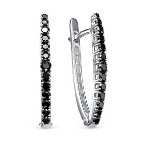 Серьги с английским замком из белого золота с бриллиантами