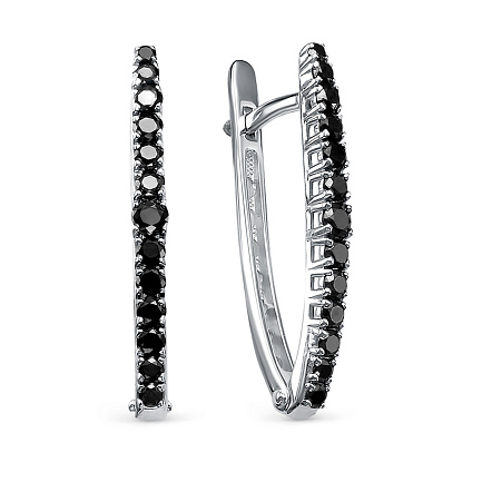 Серьги с английским замком из белого золота с бриллиантами