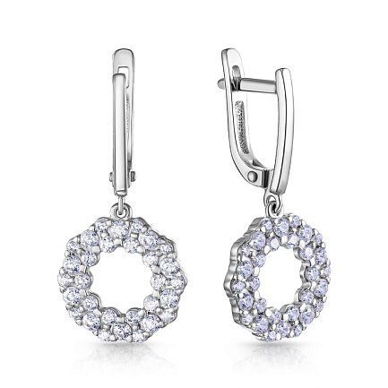 Серьги с английским замком из серебра с фианитом