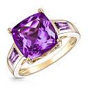 Кольцо из желтого золота с аметистами