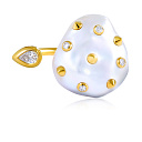 Кольцо из желтого золота с бриллиантами, жемчугом