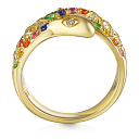 Кольцо из желтого золота с бриллиантами, сапфирами