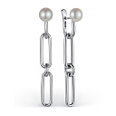 Серьги с английским замком из серебра с жемчугом