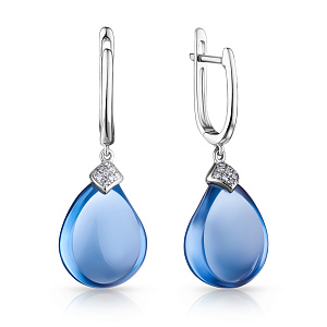 Серьги с английским замком из белого золота с бриллиантами