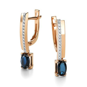 Серьги с английским замком из красного золота с бриллиантом