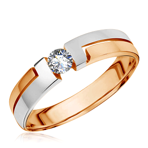 Кольцо из комбинированного золота с бриллиантом
