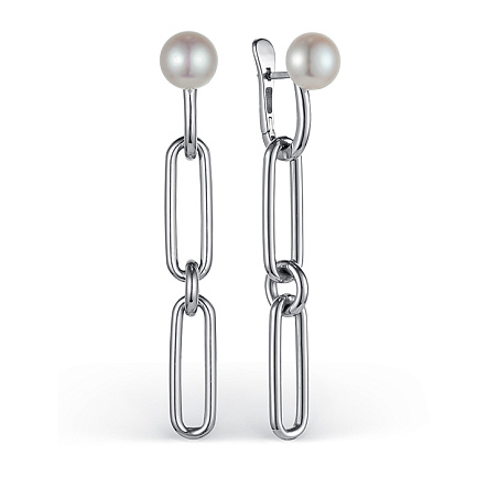 Серьги с английским замком из серебра с жемчугом