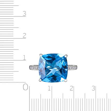 Кольцо из белого золота с бриллиантами, топазом