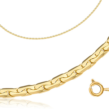 Цепь автомат из желтого золота, плетение якорное