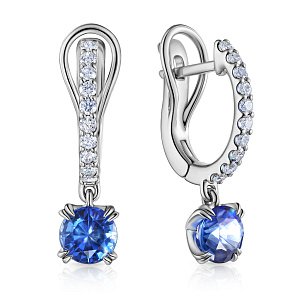 Серьги с английским замком из белого золота с бриллиантами