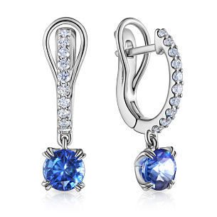 Серьги с английским замком из белого золота с бриллиантом