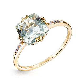 Кольцо из желтого золота с аметистом