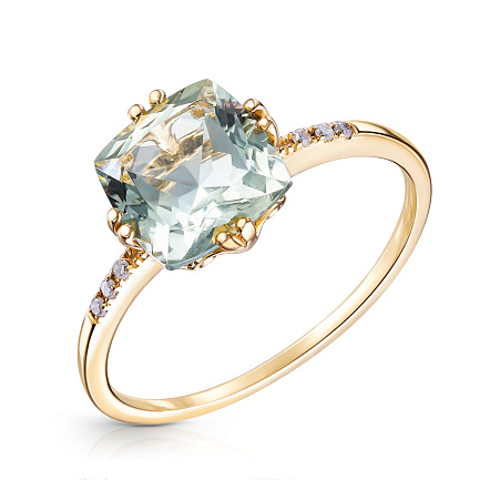 Кольцо из желтого золота с бриллиантами, аметистом