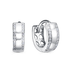 Серьги с английским замком из серебра с фианитами