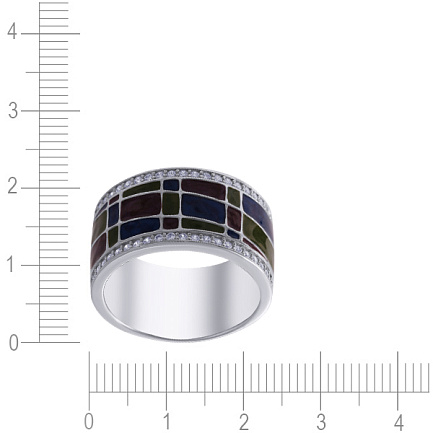 Кольцо из серебра с фианитом, эмалью