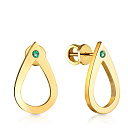 Пусеты из желтого золота с изумрудом