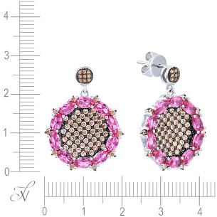 Пусеты из серебра с фианитом