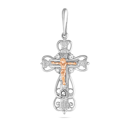 Крест из серебра с фианитами