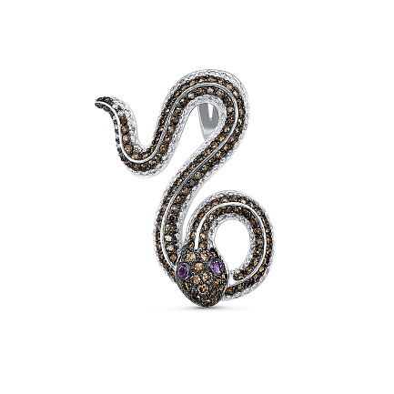 Подвеска из белого золота с бриллиантами, аметистом