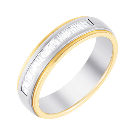 Кольцо обручальное из комбинированного золота с бриллиантами