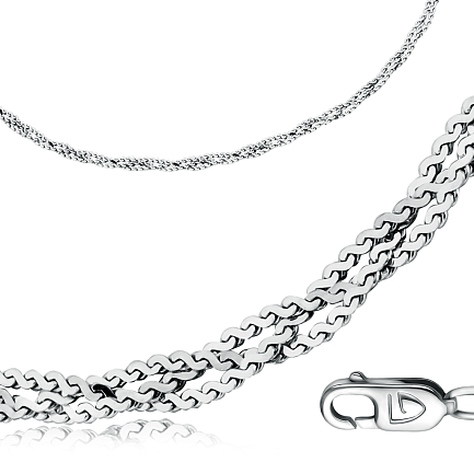 Цепь автомат из серебра, плетение панцирное