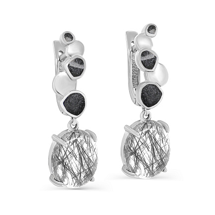 Серьги с английским замком из серебра с кварцем