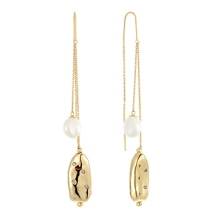 Продевки из серебра с жемчугом, фианитами