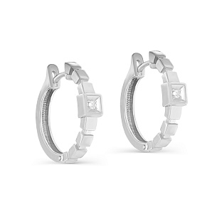 Серьги с английским замком из серебра с бриллиантом