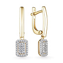 Серьги с английским замком из желтого золота с бриллиантами