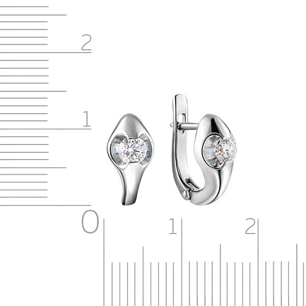 Серьги с английским замком из белого золота с бриллиантами