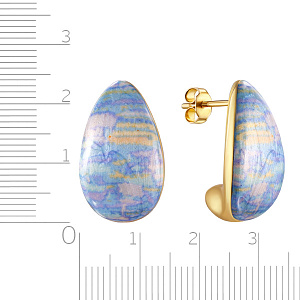 Серьги из серебра с позолотой, эмалью