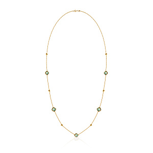 Колье из желтого золота с аметистом, плетение якорное