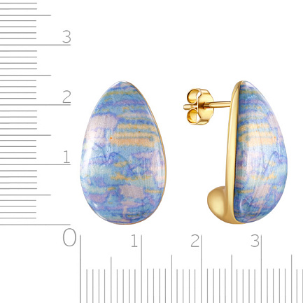 Серьги из серебра с позолотой, эмалью