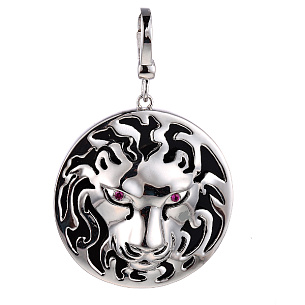 Подвеска из серебра с ониксом, фианитом