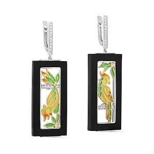 Серьги с английским замком из серебра с фианитами