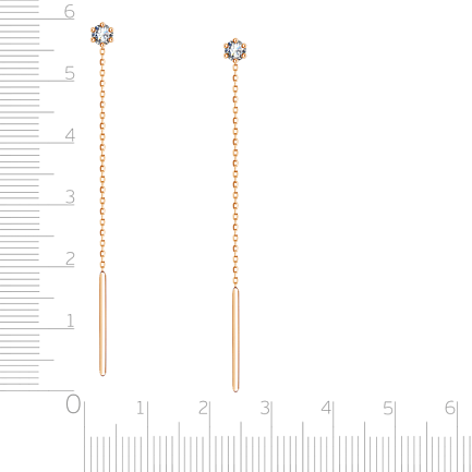Продевки из красного золота с фианитом