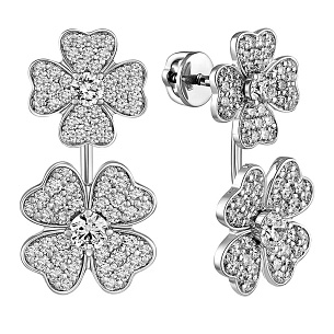 Серьги из белого золота с бриллиантом