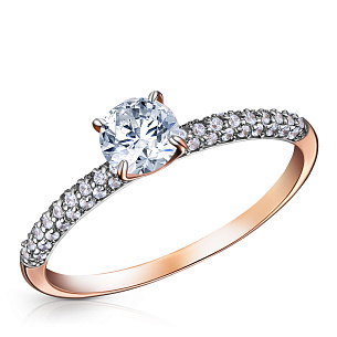 Кольцо из красного золота с фианитом