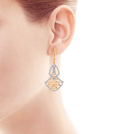 Серьги из красного золота с фианитом