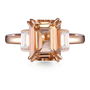 Кольцо из красного золота с бриллиантами, морганитом