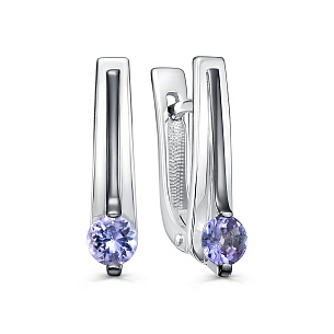 Серьги с английским замком из серебра с фианитом