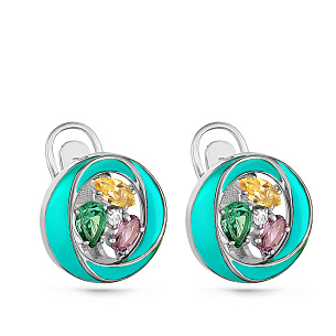 Серьги с английским замком из серебра с фианитом