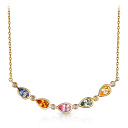 Колье из желтого золота с бриллиантами, сапфиром, плетение якорное