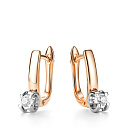 Серьги с английским замком из красного золота с бриллиантами