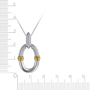 Колье из серебра с позолотой, фианитом